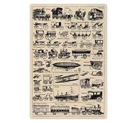 FJQWKLF Panneaux métalliques en étain avec histoire évolutive du transport, affiches rétro de véhicule, décoration murale de maison, salle de club, plaque de ferme, décoration 12x16 pouces