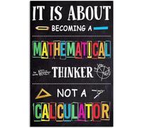 FJQWKLF Panneaux métalliques pour cours de mathématiques, affiches rétro pour devenir un penseur mathématique, décoration murale de salle de classe, 20 x 30 cm