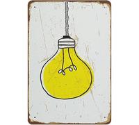 FJQWKLF Plaque en métal avec ampoule, affiche imprimée, peinture, décoration murale pour la maison, le bureau, le bar, le club, le garage, affiche rétro, cadeau, 20 x 30 cm