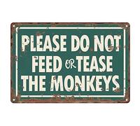 FJQWKLF Plaque en métal vintage « Please DoFeed Or Tease Monkeys Park » Décoration extérieure pour parc, ferme, maison, salon, jardin, zoo, café et pub Décoration murale 12 x 8 pouces