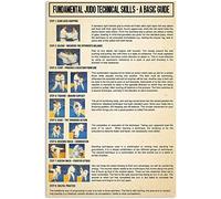 FJQWKLF Poster mural de judo - Tableau des compétences techniques fondamentales du judo - Impression sur toile - Décoration de salle de sport - Sans cadre - 20,3 x 30,5 cm
