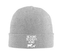 FJQWKLF Soyez Gentil avec Tout Le Monde. Bonnet tricoté Vegan/végétarien Chaud pour l'hiver, Bonnet à Revers pour Hommes et Femmes.