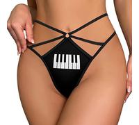 FJQWKLF String en G avec Touches de Piano pour Femme, sous-vêtement Sexy en Dentelle, Culotte en T, String en Maille