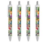 FJQWKLF Stylo à bille rétractable à motif cactus et plantes succulentes, pointe fine de 0,5 mm, corps rond flexible pour un confort d'écriture optimal, 1 pièce