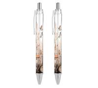 FJQWKLF Stylo à bille rétractable à pointe fine de 0,5 mm, motif champignons et papillons, corps rond flexible pour un confort d'écriture optimal, 1 pièce