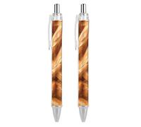 FJQWKLF Stylo à bille rétractable Biscuit mignon, pointe fine de 0,5 mm, corps rond flexible pour un confort d'écriture optimal, 2 pièces