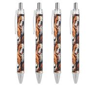 FJQWKLF Stylo à bille rétractable Bulldog Animal, pointe fine de 0,5 mm, corps rond flexible pour un confort d'écriture optimal, 4 pièces