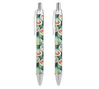 FJQWKLF Stylo à bille rétractable California Roll, pointe fine 0,5 mm, corps rond flexible pour un confort d'écriture optimal, 2 pièces