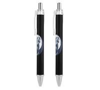 FJQWKLF Stylo à bille rétractable Moon Howling Wolf, pointe fine de 0,5 mm, corps rond flexible pour un confort d'écriture optimal, 2 pièces