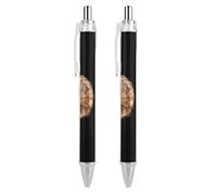 FJQWKLF Stylo à bille rétractable rond texturé en bois, pointe fine de 0,5 mm, corps rond flexible pour un confort d'écriture optimal, 1 pièce