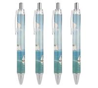 FJQWKLF Stylos à bille rétractables The White Cliffs of Dover, encre bleue, pointe fine de 0,5 mm, fournitures de bureau, 4 pièces