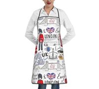 FJQWKLF Tablier de cuisine imprimé I Love London pour hommes et femmes, bavoir de cuisine avec poche, tablier de Chef doux et réglable
