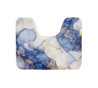 FJQWKLF Tapis de Salle de Bain Contour en marbre doré pour Toilettes, en Forme de U, Absorbant, antidérapant, Style Nordique, pour hôtel, Bleu et Blanc, pour Sol de Salle de Bain (18,9 x 15,4 Pouces)