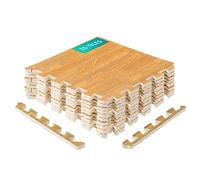 FJROnline Tapis de sol en grain de bois 10 carreaux emboîtables en mousse puzzle tapis d'exercice pour la décoration de la maison, 30 cm x 30 cm