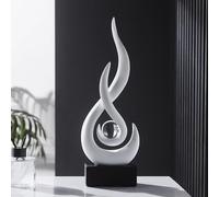 FJSPERM Décoration blanche moderne - Sculptures de flamme - Décoration pour salon - Décoration d'étagère en résine - Accents d'art abstrait - Sculpture pour salle à manger, bureau, table basse, centre