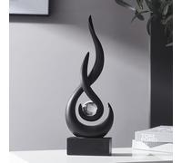 FJSPERM Décoration noire moderne - Sculpture de flamme - Décoration pour salon - Décoration d'étagère en résine - Accents abstraits - Sculpture d'art pour salle à manger, bureau, table basse, pièce