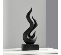 FJSPERM Décoration noire - Sculptures abstraites de flamme pour la décoration de la maison - Décorations modernes pour le salon, l'étagère - Sculpture noire pour salle à manger, bureau, table basse