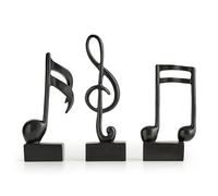 FJSPERM Lot de 3 sculptures en note de noir - Décoration d'intérieur pour étagère - Accents modernes - Note de musique - Statue de table - Décoration de table pour salon, bureau, table basse, TV