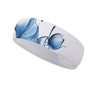 FJWKLRBV Bandeau de sport avec deux pivoines bleues imprimées bandeau large bandeau de sport pour course à pied, yoga, vie quotidienne, entraînement unisexe