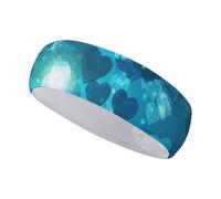 FJWKLRBV Bandeau de sport avec image de cœur bleu imprimé bandeau large bandeau de sport pour course à pied, yoga, vie quotidienne, entraînement unisexe