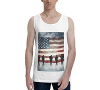 FJWSLCH Débardeur pour homme avec drapeau américain - Coupe classique - Sans manches - Séchage rapide - T-shirt d'été, blanc, S
