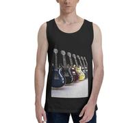 FJWSLCH Débardeur pour homme, coupe classique, sans manches, motif guitare électrique, t-shirt d'été à séchage rapide, noir, S