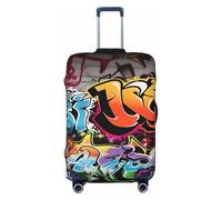 FJWSLCH Housse de bagage graffiti Hip Hop pour valise, approuvée par la TSA, élastique, anti-rayures, housse de protection lavable pour bagages de 45,7 à 81,3 cm, Noir , L