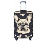 FJWSLCH Housse de bagage I Love Bulldog français pour valise, approuvée par la TSA, élastique, anti-rayures, housse de protection lavable pour bagages de 45,7 à 81,3 cm, Noir , M