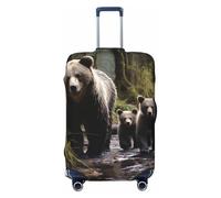 FJWSLCH Housse de bagage Mother Bear and Her Cubs pour valise, approuvée par la TSA, élastique, anti-rayures, housse de protection lavable pour bagages de 45,7 à 81,3 cm, Noir , S