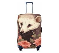 FJWSLCH Opossum and Roses Housse de bagage pour valise, approuvée par la TSA, élastique, anti-rayures, housse de protection lavable pour bagages de 45,7 à 81,3 cm, Noir , XL
