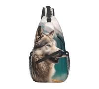 FJWSLCH Petit sac à bandoulière pour femme et homme, sac à bandoulière amusant en forme de loup, sac banane tendance, noir, taille unique, sac à dos de voyage, Noir , Taille unique, Sacs à dos de