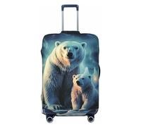 FJWSLCH Polar Bears Northern Lights Housse de bagage pour valise, approuvée par la TSA, élastique, anti-rayures, housse de protection lavable pour bagages de 45,7 à 81,3 cm, Noir , L