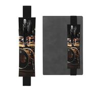 FJWSLCH Porte-stylo réglable avec bande élastique en cuir PU pour stylo à couverture rigide pour journaux, batterie, porte-crayons pour ordinateur portable, peut contenir 2 à 3 stylos, noir, Noir ,