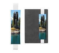 FJWSLCH Porte-stylo réglable avec bande élastique - En cuir synthétique - Pochette pour stylo à couverture rigide - Pour journal intime Spirit Island in Lake - Peut contenir 2 à 3 stylos - Noir,