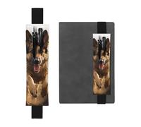 FJWSLCH Porte-stylo réglable avec bande élastique - En cuir synthétique - Pochette pour stylo - Pour journal de course à pied - Berger allemand - Peut contenir 2 à 3 stylos - Noir, Noir , Taille