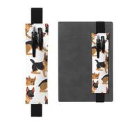 FJWSLCH Porte-stylo réglable avec bande élastique - En cuir synthétique - Pochette pour stylo - Pour journaux - Berger allemand - Peut contenir 2 à 3 stylos - Noir