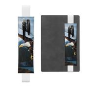 FJWSLCH Porte-stylo réglable avec bande élastique - En cuir synthétique - Pochette pour stylo - Pour journal intime - Aigle à la chasse - Peut contenir 2 à 3 stylos - Noir, blanc, Taille unique