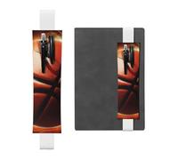 FJWSLCH Porte-stylo réglable avec bande élastique - En cuir synthétique - Pochette pour stylos à couverture rigide - Pour journaux - Porte-crayon de basket-ball - Peut contenir 2 à 3 stylos - Noir,