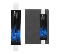 FJWSLCH Porte-stylo réglable avec bande élastique - En cuir synthétique - Pochette pour stylos à couverture rigide - Porte-crayon bleu flamme pour ordinateur portable, peut contenir 2 à 3 stylos,