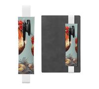 FJWSLCH Porte-stylo réglable avec bande élastique - En cuir synthétique - Pochette pour stylos à couverture rigide - Imprimé poule - Pour ordinateur portable - Peut contenir 2 à 3 stylos - Noir,