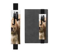 FJWSLCH Porte-stylo réglable avec bande élastique - En cuir synthétique - Pochette pour stylos à couverture rigide - Pour journaux - Chiot labrador amusant - Peut contenir 2 à 3 stylos - Noir, Noir ,