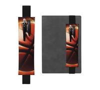 FJWSLCH Porte-stylo réglable avec bande élastique - En cuir synthétique - Pochette pour stylos à couverture rigide - Pour journaux - Porte-crayon de basket-ball - Peut contenir 2 à 3 stylos - Noir,