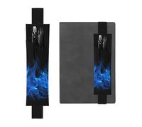 FJWSLCH Porte-stylo réglable avec bande élastique - En cuir synthétique - Pochette pour stylos à couverture rigide - Porte-crayon bleu flamme pour ordinateur portable, peut contenir 2 à 3 stylos,