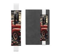 FJWSLCH Porte-stylo réglable avec bande élastique en cuir synthétique pour journaux à couverture rigide du 4 juillet - Porte-crayon patriotique vieux camion rouge pour ordinateur portable, peut