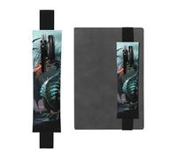FJWSLCH Porte-stylo réglable avec bande élastique - En cuir synthétique - Pour journaux à couverture rigide - Porte-crayon Dragon cool pour ordinateur portable, peut contenir 2 à 3 stylos, noir