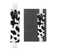 FJWSLCH Porte-stylo réglable avec bande élastique en cuir synthétique pour journaux à couverture rigide, porte-crayon imprimé vache noire et blanche, peut contenir 2 à 3 stylos, noir, blanc, Taille