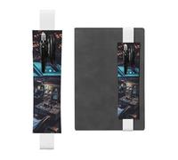 FJWSLCH Porte-stylo réglable avec bande élastique - En cuir synthétique - Pour journaux, avions, cockpits, carnets, 2 à 3 stylos, noir, blanc, Taille unique