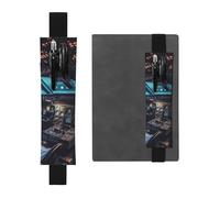 FJWSLCH Porte-stylo réglable avec bande élastique - En cuir synthétique - Pour journaux, avions, cockpits, carnets, 2 à 3 stylos, noir, Noir , Taille unique
