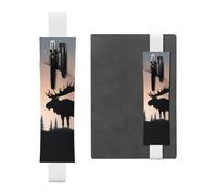 FJWSLCH Porte-stylo réglable avec bande élastique - En cuir synthétique - Pour journaux - Couverture rigide - Élan - Pin - Peut contenir 2 à 3 stylos - Noir, blanc, 1 count (Pack of 1)