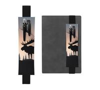 FJWSLCH Porte-stylo réglable avec bande élastique - En cuir synthétique - Pour journaux - Couverture rigide - Élan - Pin - Peut contenir 2 à 3 stylos - Noir, Noir , Taille unique